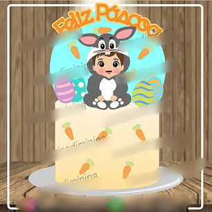 Arquivo Páscoa Topo de Bolo Menino Fantasiado de Pernalonga 