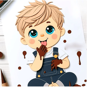 Arquivo Páscoa Topo de Bolo Comendo Chocolate em Camadas 