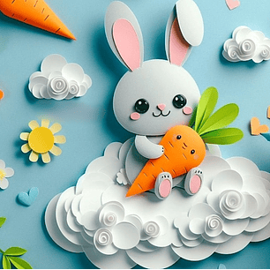 Arquivo Páscoa Topo de Bolo Coelhinho nas Nuvems em Camadas 