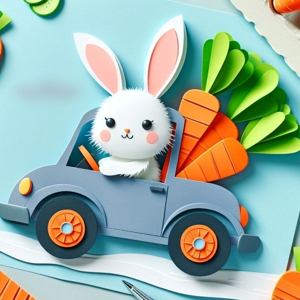 Arquivo Páscoa Coelhinho no Carrinho em Camadas  1