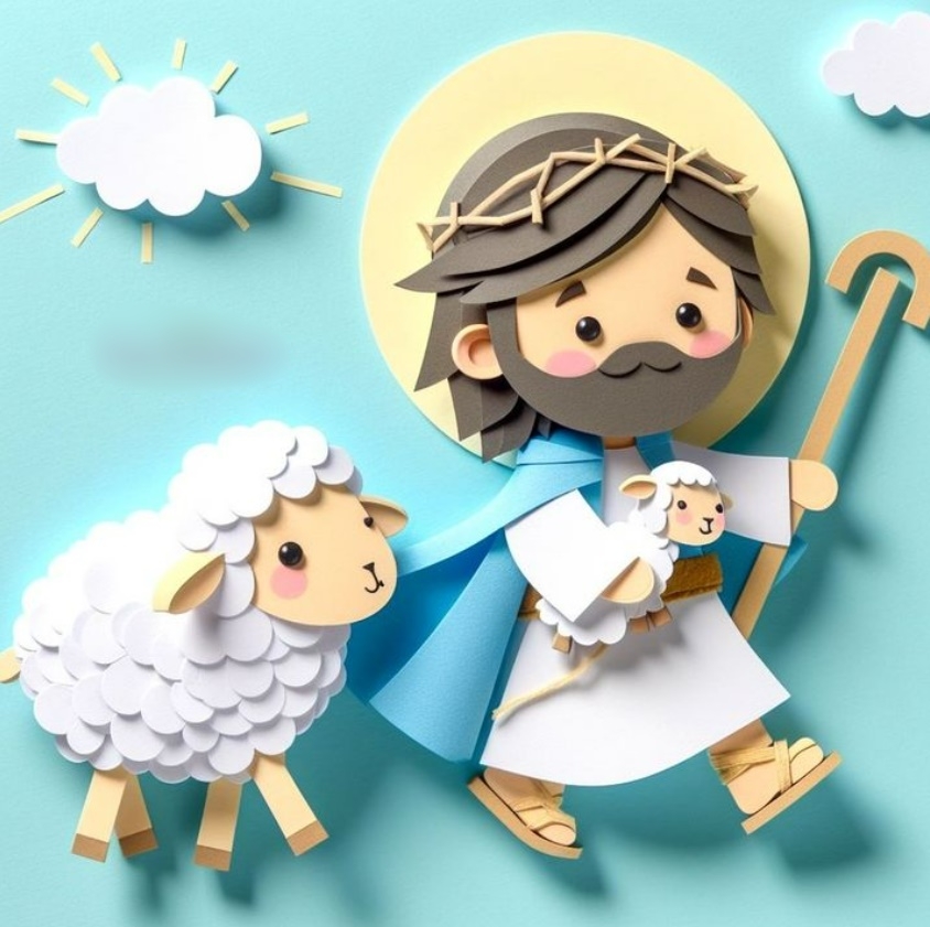 Arquivo Páscoa Topo de Bolo Jesus e as Ovelhas  1