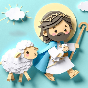 Arquivo Páscoa Topo de Bolo Jesus e as Ovelhas 