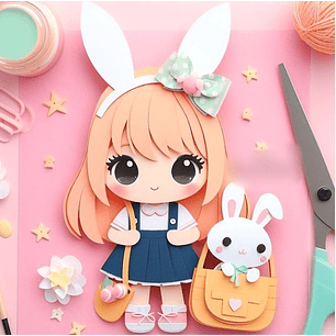 Arquivo Páscoa Topo de Bolo Menina e Coelho na Bolsinha 