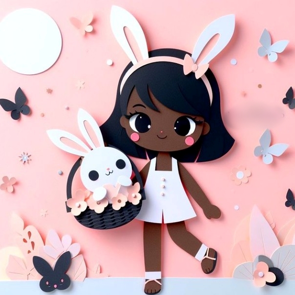 Arquivo Páscoa Topo de Bolo Menina e Coelho na Cestinha  1