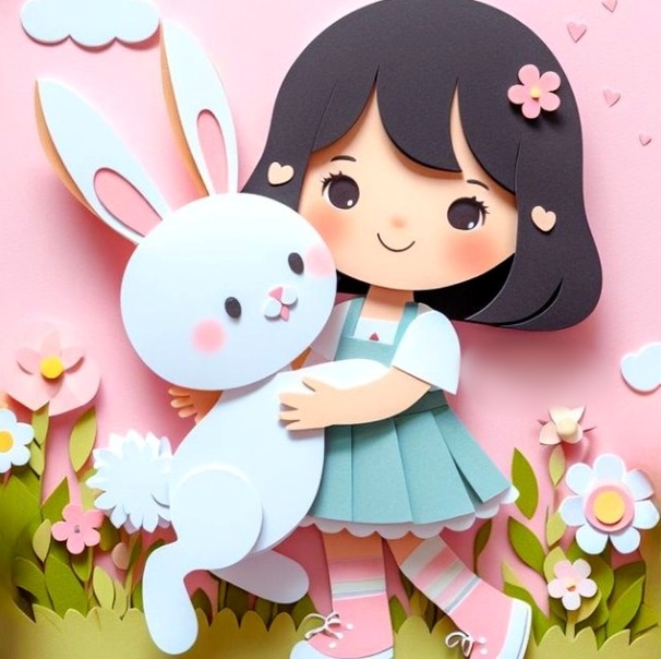 Arquivo Páscoa Topo de Bolo Menina Segurando Coelhinho  1