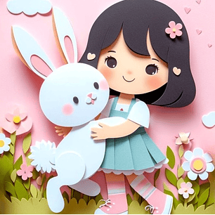 Arquivo Páscoa Topo de Bolo Menina Segurando Coelhinho 