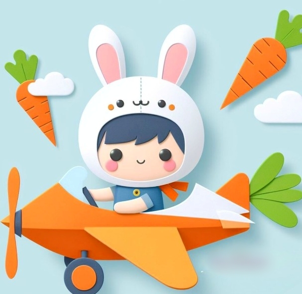 Arquivo Páscoa Topo de Bolo Menino Coelhinho no Avião  1