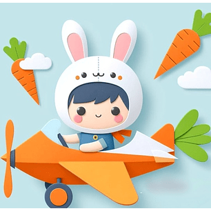 Arquivo Páscoa Topo de Bolo Menino Coelhinho no Avião 