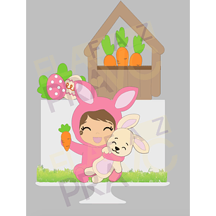 Arquivo Páscoa Topo de Bolo Baby Girl com Coelho 