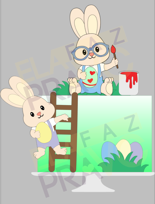 Arquivo Páscoa Topo de Bolo Coelhinhos Pintando  1