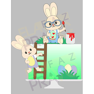 Arquivo Páscoa Topo de Bolo Coelhinhos Pintando 