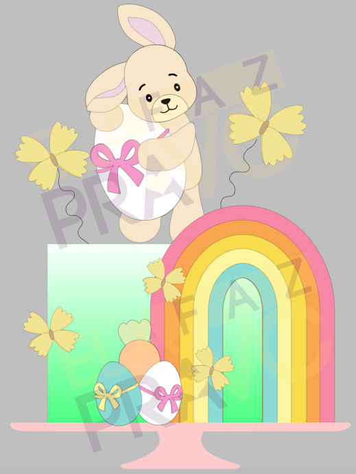 Arquivo Páscoa Topo de Bolo Coelho e Arco íris 1