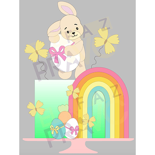 Arquivo Páscoa Topo de Bolo Coelho e Arco íris