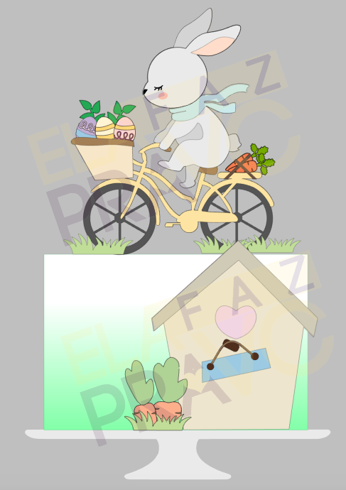 Arquivo Páscoa Topo de Bolo Coelho na Bicicleta  1