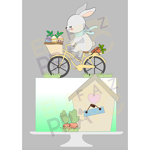 Arquivo Páscoa Topo de Bolo Coelho na Bicicleta 