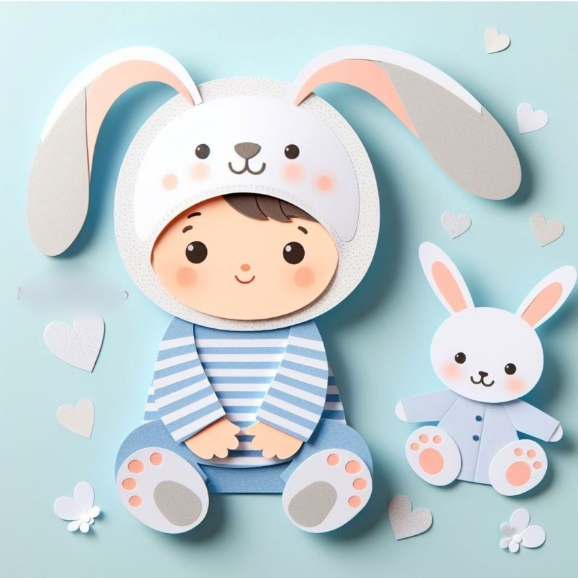 Arquivo Páscoa Topo de Bolo Menino com Touca de Coelho  1