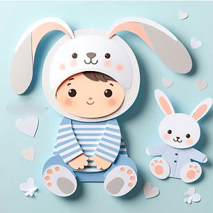 Arquivo Páscoa Topo de Bolo Menino com Touca de Coelho 