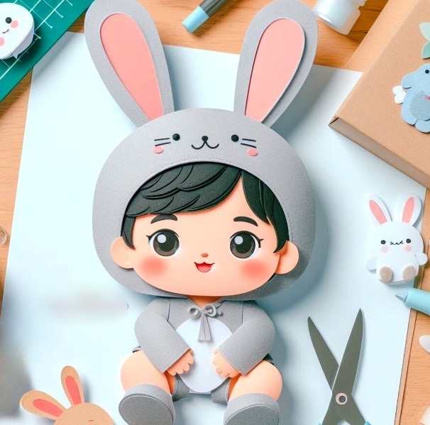 Arquivo Páscoa Topo de Bolo Menino com Touca de Coelho  1