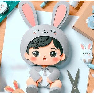 Arquivo Páscoa Topo de Bolo Menino com Touca de Coelho 