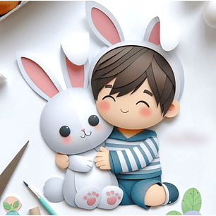 Arquivo Páscoa Topo de Bolo Menino e Coelho 