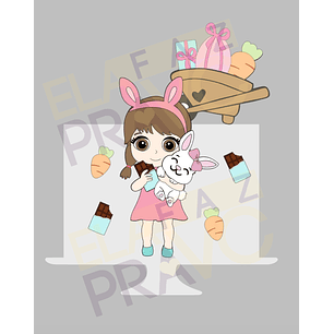 Arquivo Páscoa Topo de Bolo Menina com Chocolate e Coelho 