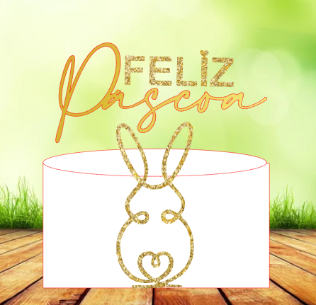 Arquivo Páscoa Topo de Bolo Coelho em Linhas  1