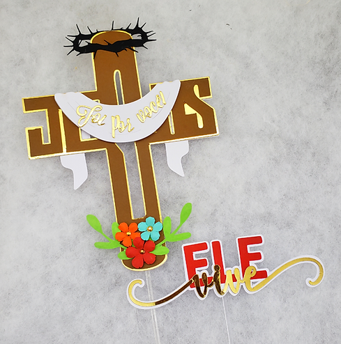 Arquivo Páscoa Topo de Bolo Cruz Ele Vive  1