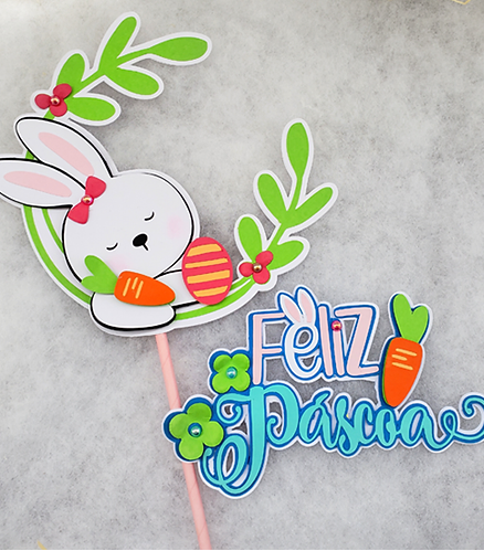 Arquivo Páscoa Topo de Bolo Coelho Fofo 1