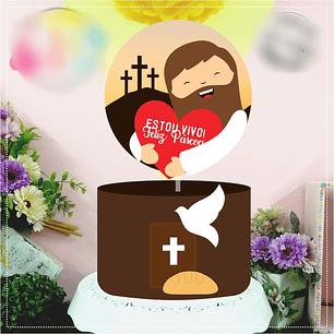 Arquivo Páscoa Topo de Bolo Jesus Coração 