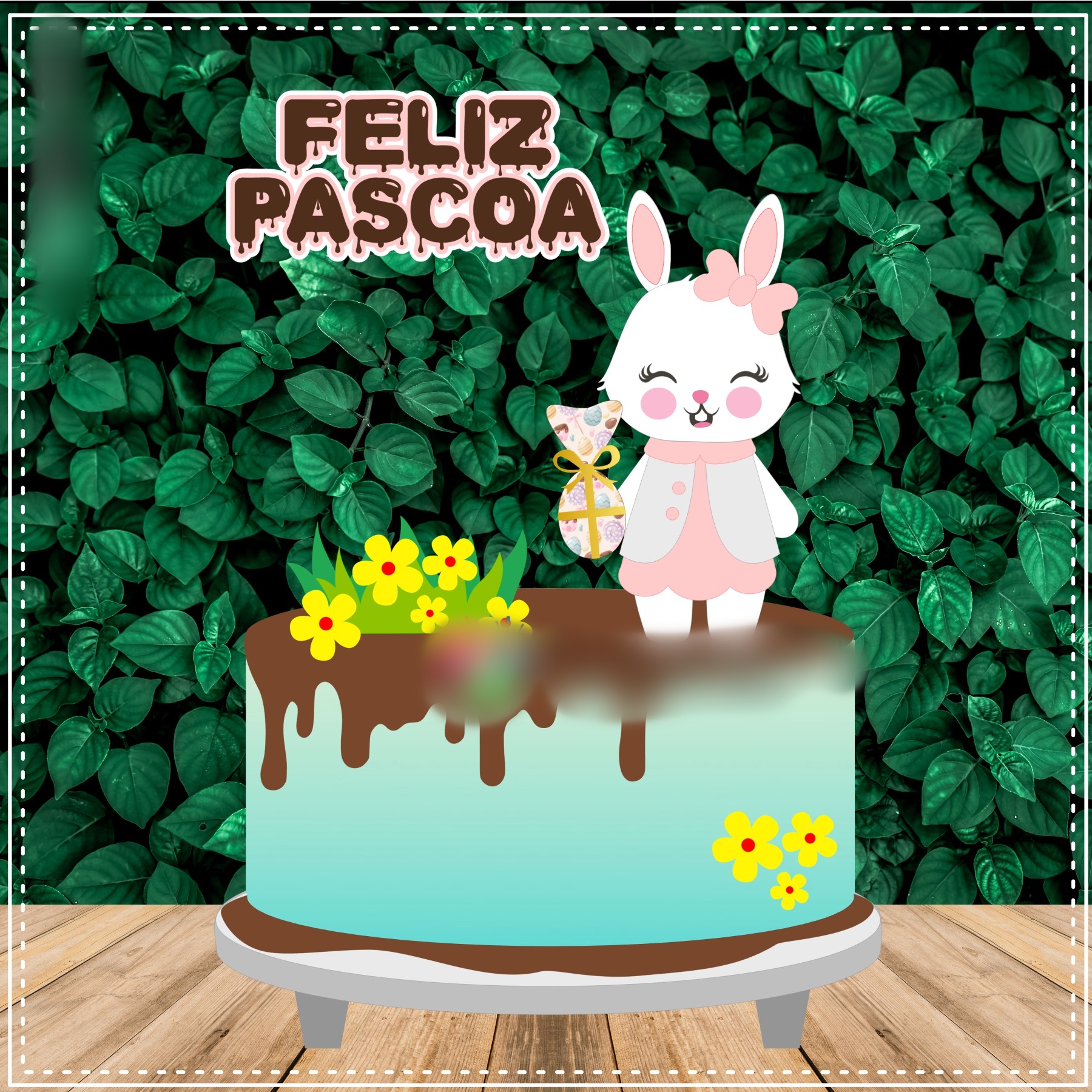 Arquivo Páscoa Topo de Bolo Coelha com Ovo de Páscoa 1