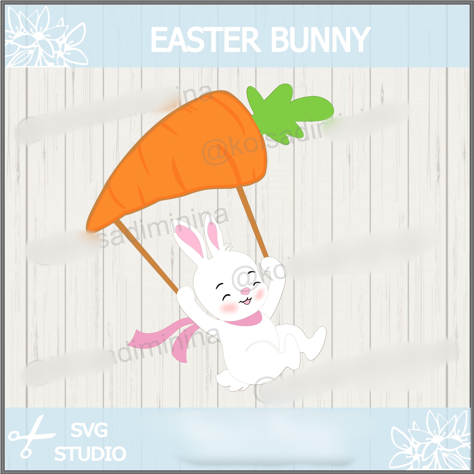 Arquivo Páscoa Topo de Bolo Coelhinho Voando na Cenoura 1