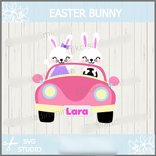 Arquivo Páscoa Topo de Bolo Coelhinhas no Carro