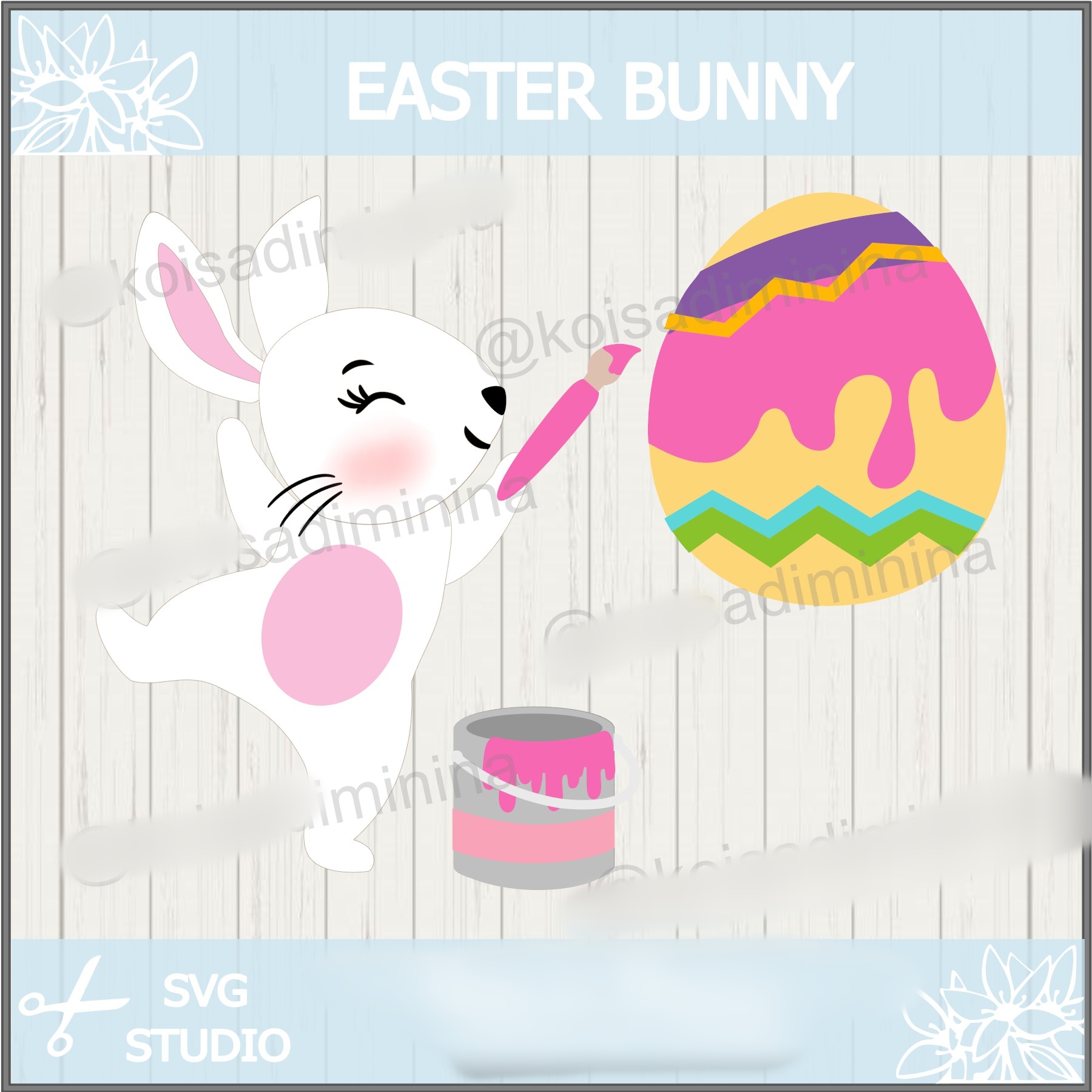 Arquivo Páscoa Topo de Bolo Coelhinha Pintando  1