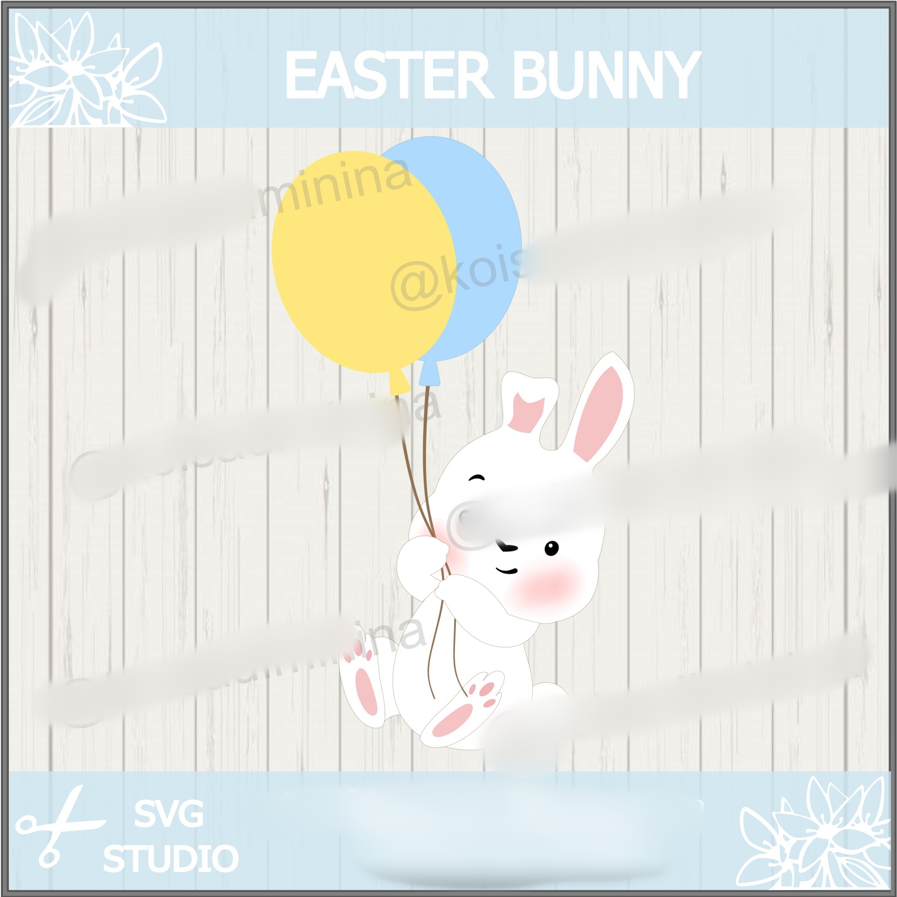 Arquivo Páscoa Topo de Bolo Coelho Voando nos Balões 1