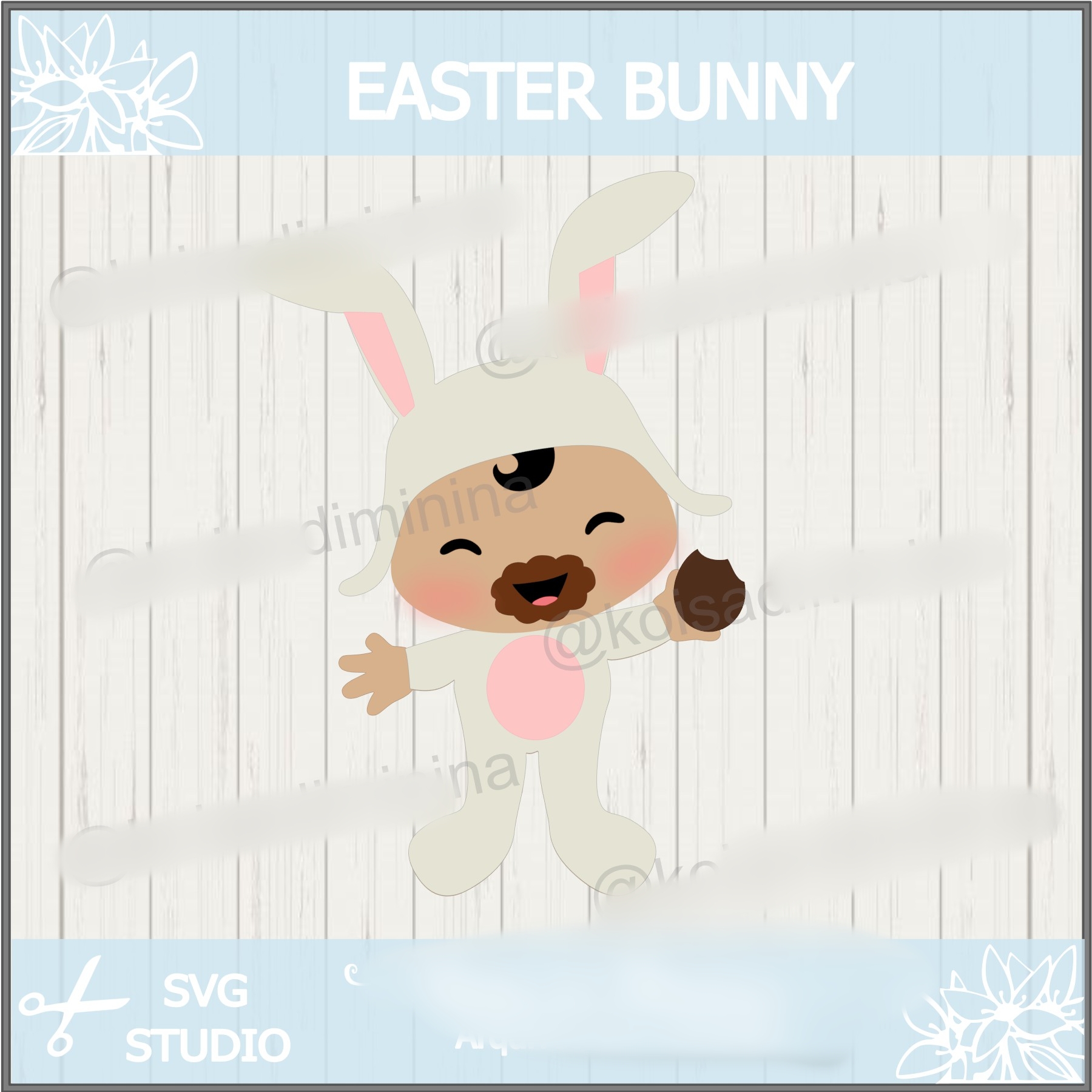 Arquivo Páscoa Topo de Bolo Bebê Fantasiado de Coelho 1