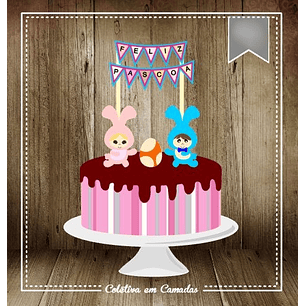 Arquivo Páscoa Topo de Bolo Bebês Coelho