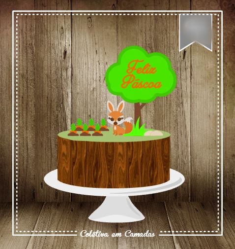 Arquivo Páscoa Topo de Bolo Raposinha Feliz Páscoa  1