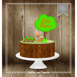 Arquivo Páscoa Topo de Bolo Raposinha Feliz Páscoa 