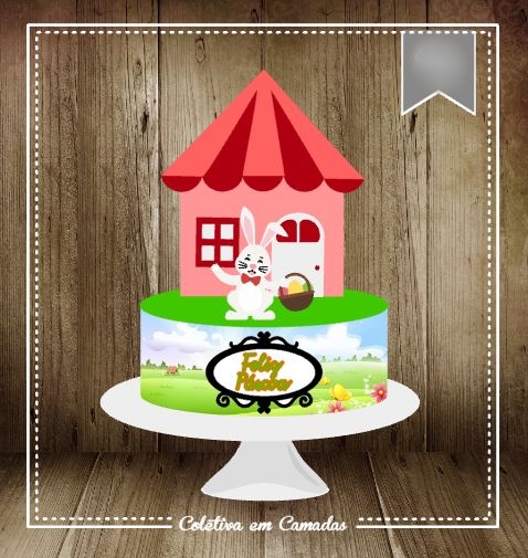 Arquivo Páscoa Topo de Bolo Coelho Casinha  1