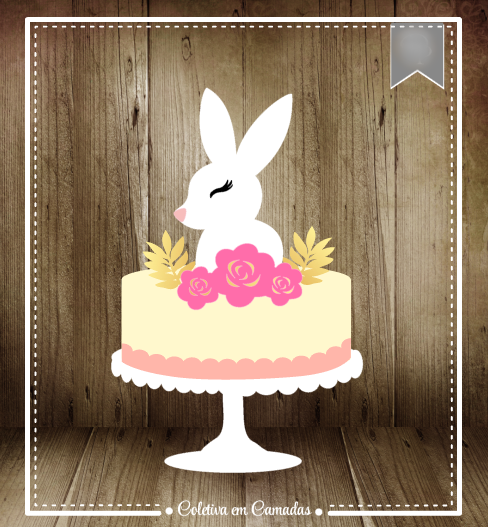 Arquivo Páscoa Topo de Bolo Coelhinha e Flores 1
