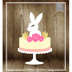 Arquivo Páscoa Topo de Bolo Coelhinha e Flores