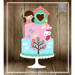 Arquivo Páscoa Topo de Bolo Menina e Coelhinha