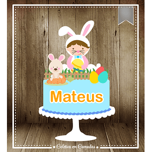 Arquivo Páscoa Topo de Bolo Menino e Coelhinho 