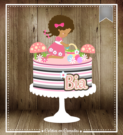 Arquivo Páscoa Topo de Bolo Menina no Jardim 1