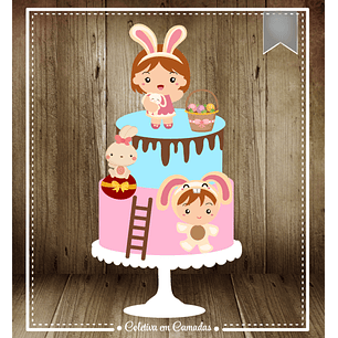 Arquivo Páscoa Topo de Bolo Bebês e Coelho 