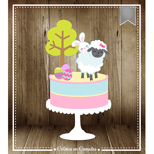 Arquivo Páscoa Topo de Bolo Ovelhinha e Coelho 