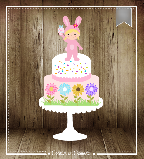 Arquivo Páscoa Topo de Bolo Bebê Coelha 1