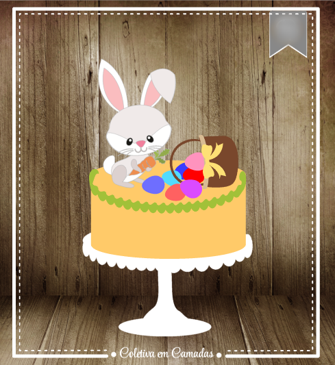 Arquivo Páscoa Topo de Bolo Coelhinho e Ovos de Páscoa  1