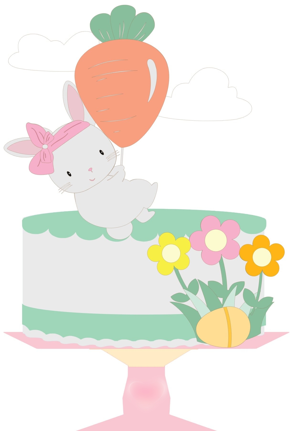 Arquivo Páscoa Topo de Bolo Coelhinha e Balão de Cenoura 1