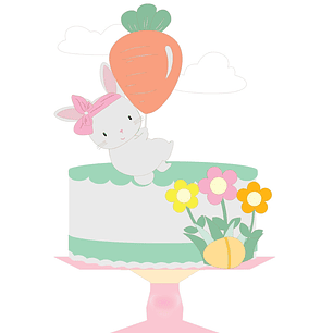 Arquivo Páscoa Topo de Bolo Coelhinha e Balão de Cenoura